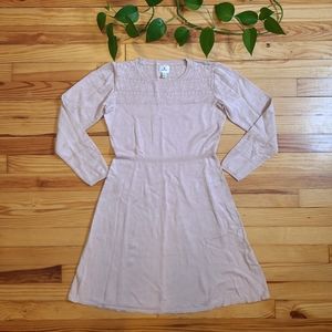 Dressbarn Pale Pink Intricate Knit Design Long-Sleeve Sweater Dress - size small